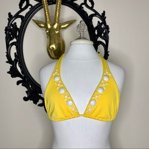 Victoria’s Secret Yellow Bikini Top w White Shell Detail